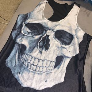 white skeleton head tank top